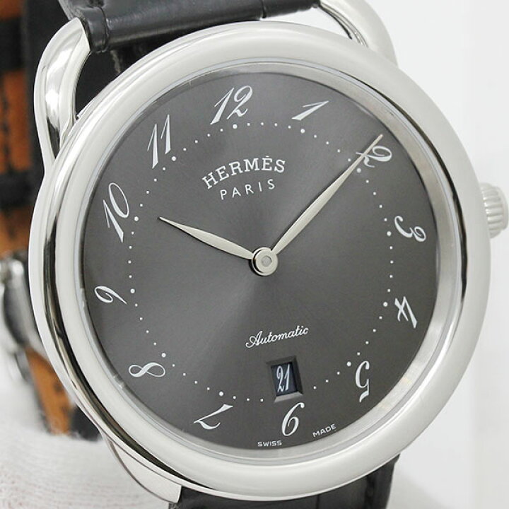 楽天市場】エルメス HERMES アルソー AR7.710 グレー文字盤 SS レザー 