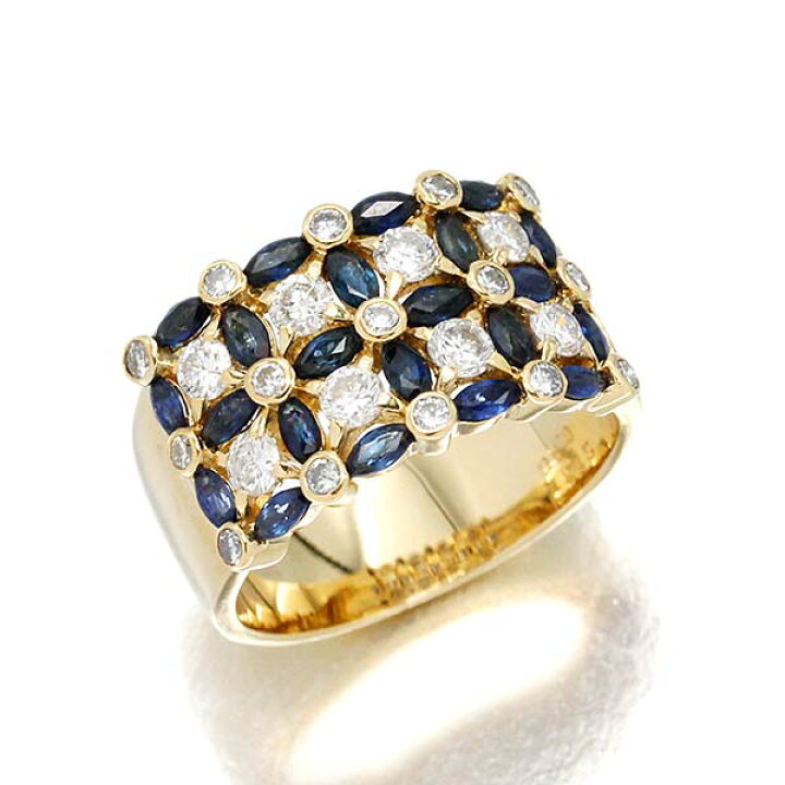 楽天市場】K18YG サファイア ダイヤモンド リング 14号 S1.31ct D0  