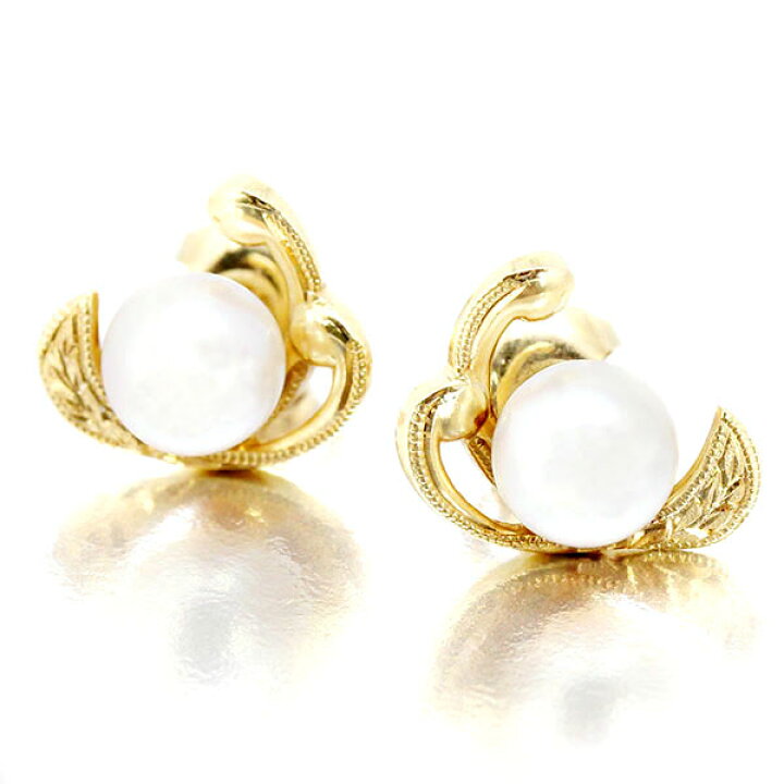 楽天市場】ミキモト MIKIMOTO リーフモチーフ パール K14YG ピアス 6mm 