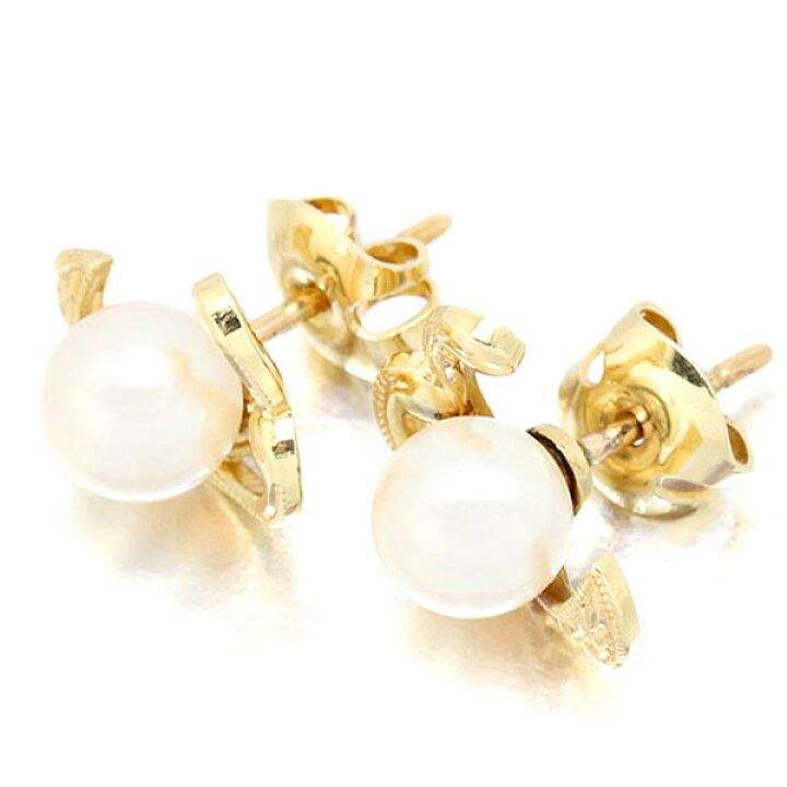 楽天市場】ミキモト MIKIMOTO リーフモチーフ パール K14YG ピアス 6mm 