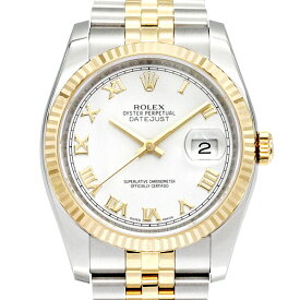 ロレックス ROLEX デイトジャスト 116233 ホワイトローマ文字盤 ランダム番 自動巻き メンズ 腕時計 中古 正規品 SS YG コンビ ゴールド ステンレス 36mm 生産終了モデル 誕生日 プレゼント ブランド