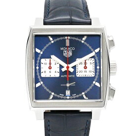 美品 タグホイヤー TAG Heuer モナコ クロノグラフ キャリバー ホイヤー02 CBL2111.FC6453 裏スケ ブルー文字盤 SS/レザー メンズ腕時計 自動巻き Monaco 39mm ステンレススチール ブランド ウォッチ 高級 男性 紳士 ビジネスマン