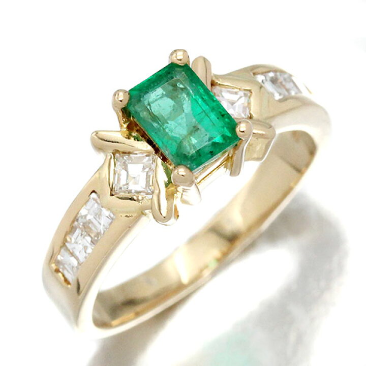 楽天市場】K18YG エメラルド ダイヤモンド リング 6.5号 イエロー  