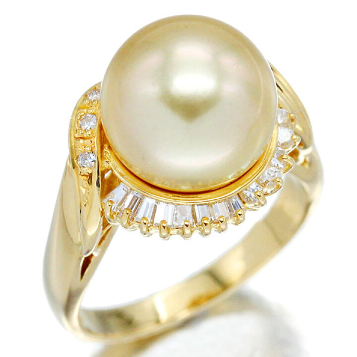 楽天市場】K18YG パール ダイヤモンド リング P11mm珠 D0.23ct 11.5号  