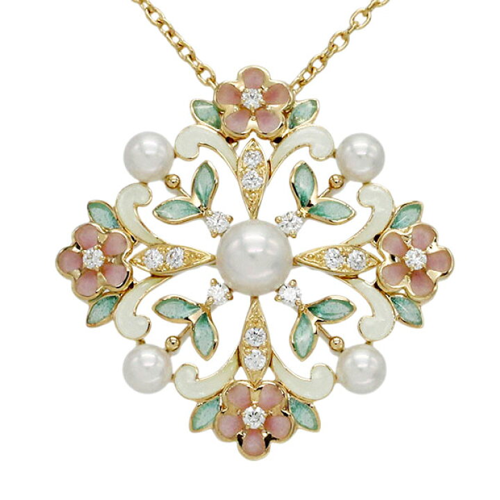 楽天市場】ミキモト MIKIMOTO パール ダイヤモンド ペンダント K18YG 