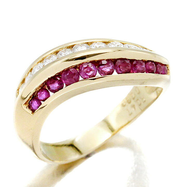 リング 指輪 ルビー ダイヤモンド イエローゴールド K18YG 11.5号 シャレード ルビーリング ダイヤリング K18イエローゴールド