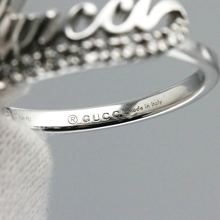 楽天市場】グッチ GUCCI ロゴ K18WG ダイヤモンド リング ＃8 ホワイト  