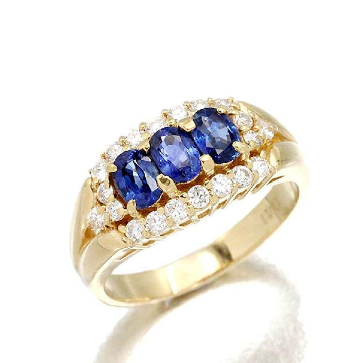 楽天市場】K18YG サファイア ダイヤモンド リング 12号 S1.00ct D0  