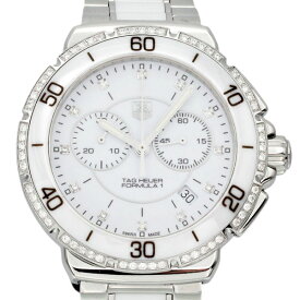 タグホイヤー TAG Heuer フォーミュラ1 クロノグラフ CAH1213.BA0863 SS/セラミック ダイヤモンド ホワイト文字盤 41mm メンズ腕時計 クォーツ 中古 正規品 Formula1 保証書付 ステンレス ブランド ウォッチ ビジネス カジュアル ギフト プレゼント