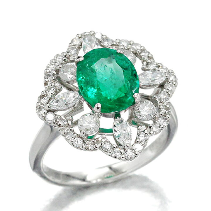 楽天市場】プラチナ エメラルド ダイヤモンド リング 11.5号 E2.308ct  