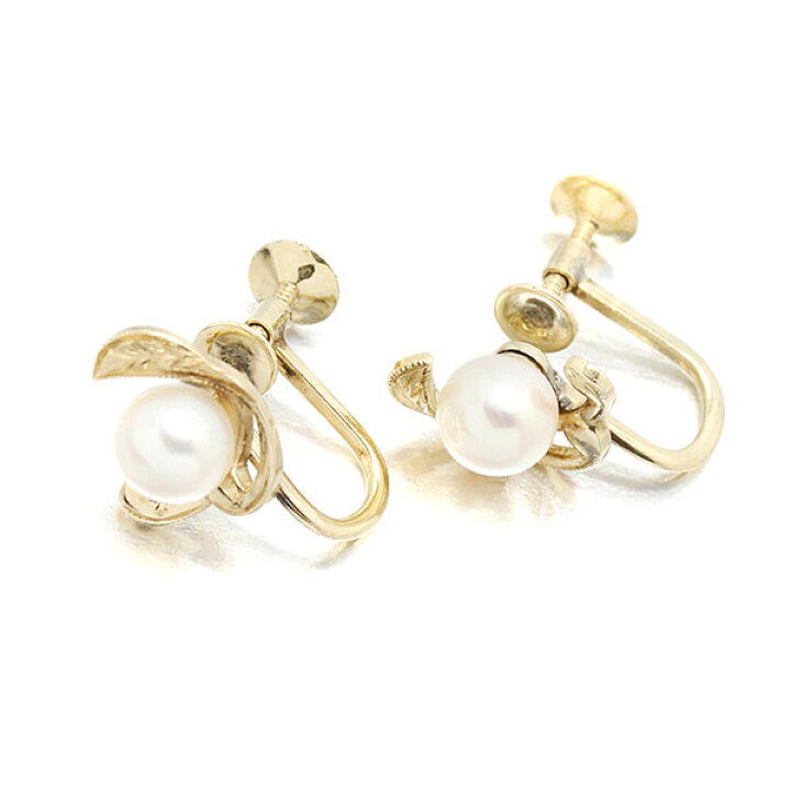 楽天市場】ミキモト MIKIMOTO リーフモチーフ K14YG パール イヤリング 