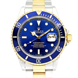 ロレックス ROLEX サブマリーナ デイト 16613 ブルー文字盤 A番 SS/YG メンズ腕時計 自動巻き 40mm SUBMARINER ステンレススチール イエローゴールド 青サブ コンビ ダイバーズ ウォッチ ブランド 男性 紳士 ビジネスマン