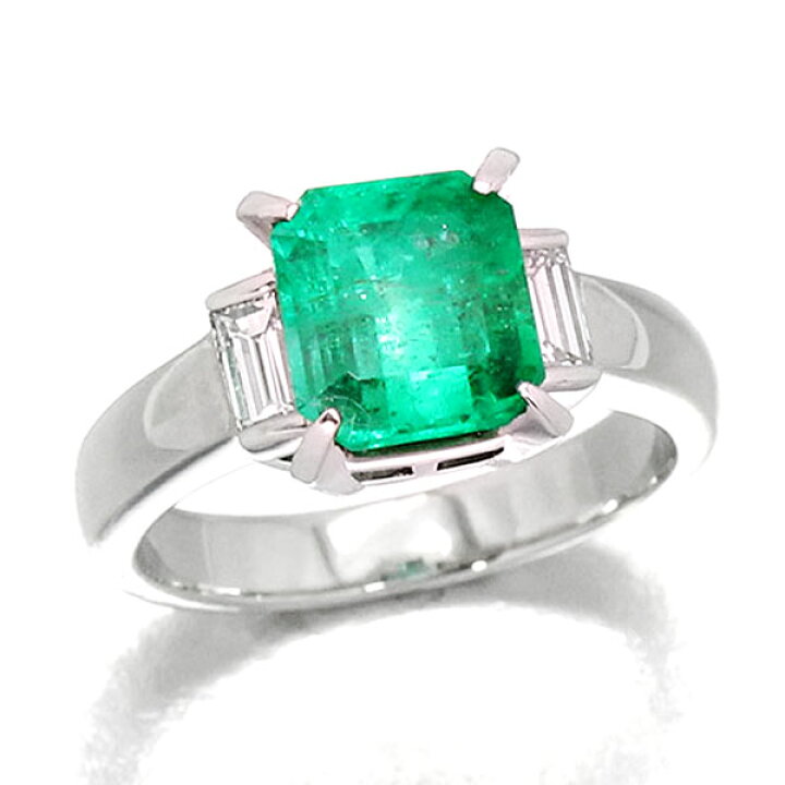 楽天市場】プラチナ エメラルド ダイヤモンド リング 11号 E2.53ct D0  