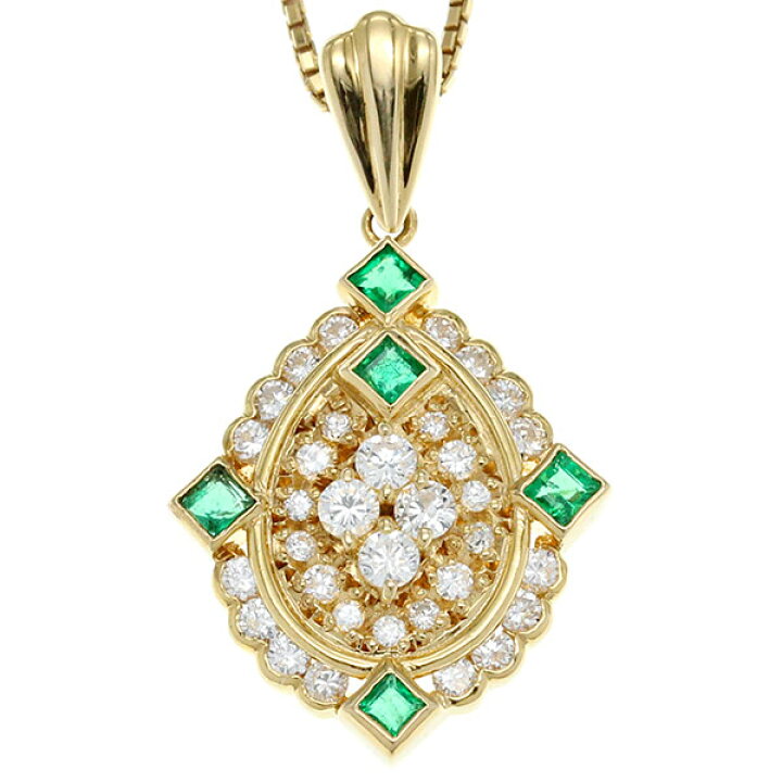 楽天市場】K18YG エメラルド ダイヤモンド ネックレス 40cm E0.30ct D0 