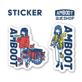 バイク ステッカー イラストステッカー ヘルメット スマホ バイク女子 サイドバッグ おしゃれ かわいい AMBOOT アンブート 大久保製作所【ネコポス】