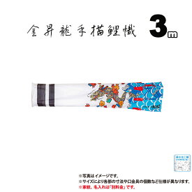 吹流し 単品 手描き金昇龍吹流し 3m 口金具付き 木綿製 撥水加工 はっ水加工 家紋/名入れ不可 日本製 ダイヤ鯉 KOD-T-749003F 吹き流し 鯉のぼり こいのぼり 鯉 鯉幟 単体 1匹 1本 追加 買い替え