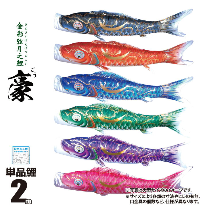 楽天市場】鯉のぼり 単品 豪 （ごう） 2m 口金具付き カラー 黒鯉|赤鯉 