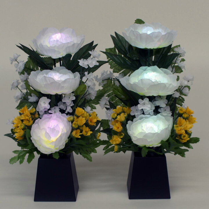 楽天市場】盆提灯 初盆 LED ピオニー 3灯 白 （イルミネーション 