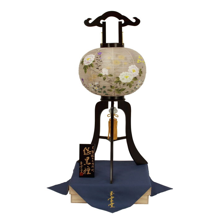 楽天市場】盆提灯 初盆 銘木総黒檀 竹ひご巻き火袋 絹二重 絵入 桐箱入 