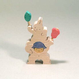 小黒三郎 組み木 五月人形 『 軍配を持つ金太郎とウサギ （小） 』 GOUP-KK209小黒 三郎 組木 組み木の五月人形 こいのぼり 端午の節句 初節句 御出産 お誕生日などのお祝いにも人気です。
