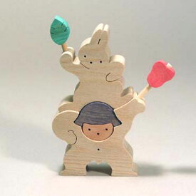 小黒三郎 組み木 五月人形 『 軍配を持つ金太郎とウサギ （大） 』 GOUP-KK309小黒 三郎 組木 組み木の五月人形 こいのぼり 端午の節句 初節句 御出産 お誕生日などのお祝いにも人気です。