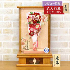 羽子板 初正月 久月 ミニ羽子板 9号 つまみ細工 羽子板 桃赤花 杏 木目 アクリルケース HGQ-Q03-TG05 おしゃれ インテリア かわいい 初節句 女の子 お正月飾り 久月作 人形の久月 押絵羽子板