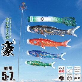 鯉のぼり 庭用 豪（ごう） 5m 7点 庭園用 大型セット/ポール別売り 吹流し+鯉4匹+矢車+ロープセット徳永鯉のぼり カタログ 純正品 ポリエステル 撥水加工 家紋/花個紋/名前入れ対応 日本製 KOT-O-001-813