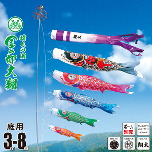 鯉のぼり 庭用 金太郎大翔 3m 8点 庭園用 大型セット/ポール別売り 吹流し+鯉5匹+矢車+ロープセット徳永鯉のぼり カタログ 純正品 ポリエステル 家紋/花個紋/名前入れ対応 日本製 KOT-O-003-678