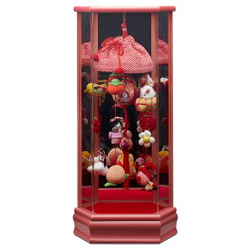 藤翁 つるし飾り 六角彩色LG塗り 鏡バック アクリル ケース入り (小) 桃 TRS-FO-203-602 桃の節句 雛祭り ひな祭り に おしゃれ で かわいい さげもん つるし雛 吊るし飾り を 雛人形 ひな人形 と一緒に飾って 女の子 の お祝い に 送料無料