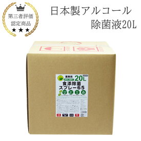 日本製 アルコール 除菌液 20L 業務用 食品添加物 手指消毒 除菌液 消毒液 国産 北陸優良企業で生産 エネックス製 Enex製 アルコール濃度65vol% 感染症対策 新型コロナウイルス対策 インフルエンザ対策 保育園向け 幼稚園向け 介護施設向け