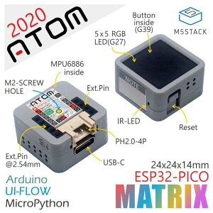 M5Stack ATOM Matrix�yM5STACK-C008-B�z[�G���t�@�C�u�X�^�b�N �}�C�R�� IoT ���W���[�� �d�q�H�� ���R�H��]