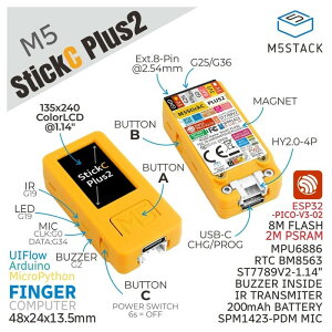 M5Stack M5StickC Plus2yM5STACK-K016-P2z[Gt@CuX^bN Gt@CuXeBbN }CR IoT W[ dqH RH o[WAbvꂽESP32ڃ~jIoTJLbg]