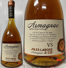 輸出でフランスNo.1生産者！美味さで大人気！ (Armagnac) 2年熟成アルマニャックブランデー！ ジュール・ラローズ VS 40度 500ml