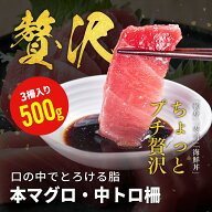 本マグロ 本まぐろ マグロ まぐろ 中トロ 中とろ 柵 3柵入り 500g 鮮魚 ブロック 詰合せ 鮮魚セット 冷凍…