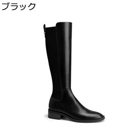 ブーツ レディース 小さいサイズ オーバーニー 太めヒール 4CMヒール バックジップ ロング丈 膝丈 高筒ブーツ サイハイブーツ ラウンドトゥ ローヒール エレガント ウェッジソール 秋冬 艶