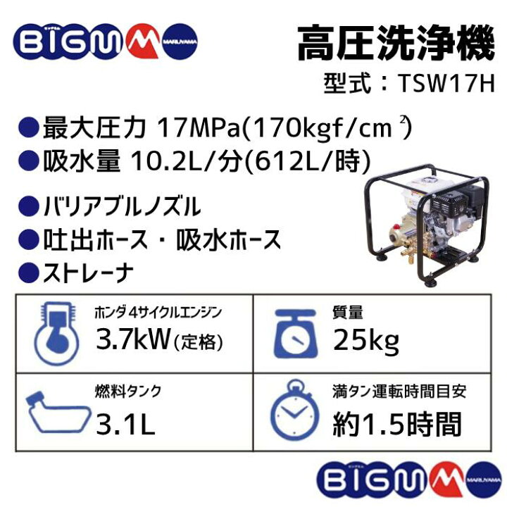 楽天市場】丸山製作所 BIG-M ＜ 高圧洗浄機 TSW17H 移動カート付 