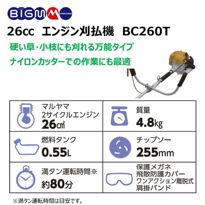 楽天市場】丸山製作所 BIG-M ＜ エンジン刈払機 草刈り機 BC260T 