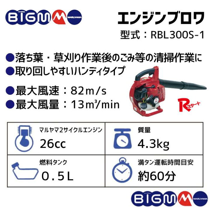 楽天市場】丸山製作所BIG-M ＜ エンジンブロワー RBL300S-1 ＞ : 丸山 