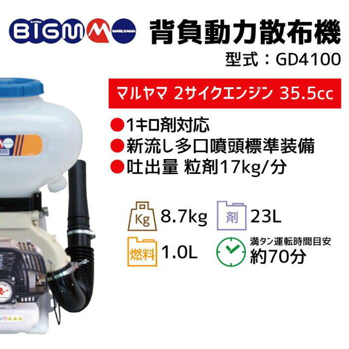 楽天市場】丸山製作所 BIG-M ＜ 背負動力散布機 GD4100 ＞ : 丸山製作所
