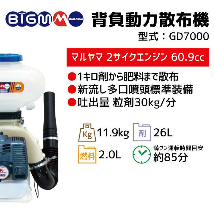 楽天市場】丸山製作所 BIG-M ＜ 背負動力散布機 GD7000＞ : 丸山製作所