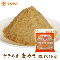 麦味噌 700g 愛媛県産はだか麦の甘口の 麦みそ です。 天然醸造_(粗ずり）全麹仕込み