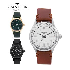 【送料無料】腕時計 メンズ ビッグデイト イタリアンレザー 革ベルト ウォッチ グランドールプラス GRANDEUR PLUS＋ GRP005
