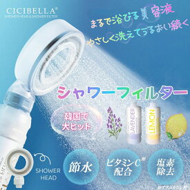 【日本上陸！】バスタイム革新 CICIBELLA シャワーヘッド シャワーフィルター スターターセット 大人気 残留塩素除去 美肌 乾燥肌 シャワー 節水 浄水 美容 毛穴 肌ケア スキンケア ビタミンC レモン ラベンダー 取付簡単 ギフト