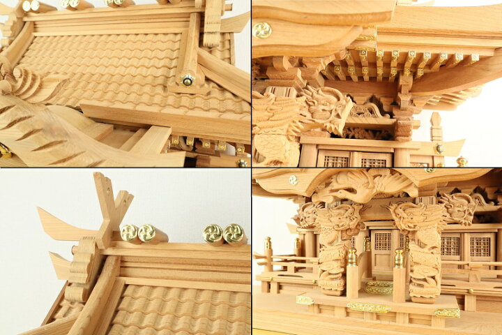 楽天市場】三社 神棚 入母屋造り 三社 （ 龍柱 ）・本欅 製（大）（神  