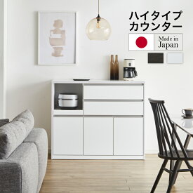 設置無料 組立不要 キッチンカウンター 完成品 ホワイト キッチンボード 食器棚 ロータイプ カウンター 間仕切り キッチン収納 棚 幅120cm 奥行45cm 高さ101cm ソフトクローズ 裏化粧 コンセント付 耐震ダボ 大川家具 国内製造 日本製 【アマロン2 120CT】