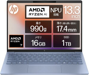 HP m[gp\R Pavilion Aero 13-bg 13.3C` y990g Ryzen7 8840U 16GB 1TB SSD Windows 11 Home XJCu[ CopilotL[ AIPC (^ԁFA17XCPA-AAAA)
