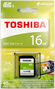 TOSHIBA SDHCJ[h 16GB Class10 UHS-IΉ (ő]x40MB/s) SDAR40N16G