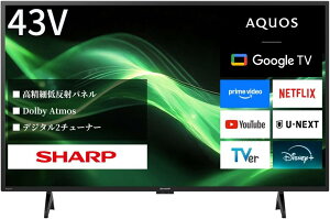 �V���[�v 43V�^ 4K �t�� �e���r AQUOS 4T-C43GJ2 Google TV Dolby Atmos Wi-Fi6�Ή�