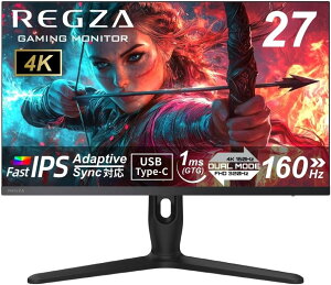 REGZA �Q�[�~���O���j�^�[ 27�C���` 4K 160Hz/FHD 320Hz �f���A�����[�h 1ms(GTG) HDR400 Fast IPS USB Type-C�Ή� Adaptive Sync HDMI�Ή� RM-G277R