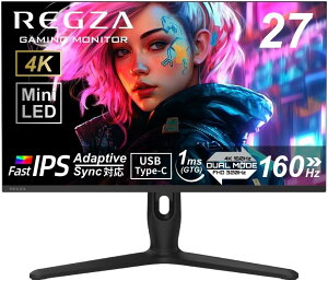 REGZA �Q�[�~���O���j�^�[ 27�C���` Mini LED �ʎq�h�b�g 4K 160Hz/FHD 320Hz �f���A�����[�h 1ms(GTG) HDR1400 Fast IPS USB Type-C�Ή� Adaptive Sync HDMI�Ή� RM-G278R